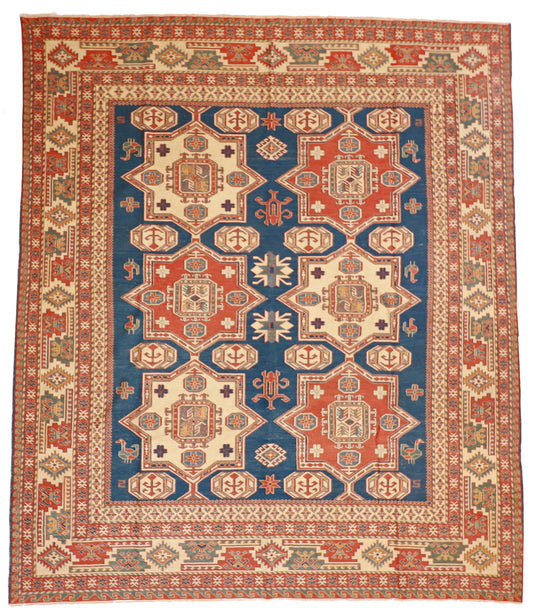 8x10 - Soumak Fine/Wool Geometric Rectangle - Hand Knotted Rug