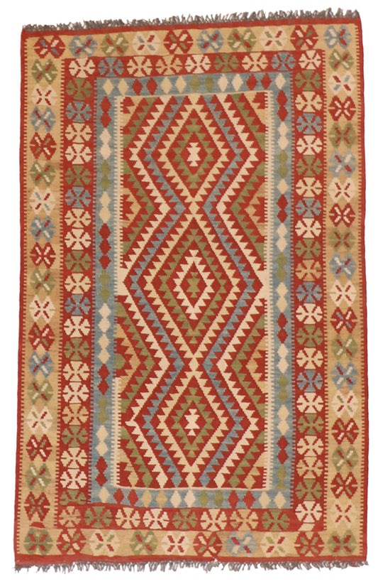 4x6 - Kilim Fine/Wool All Over Rectangle - Hand Knotted Rug