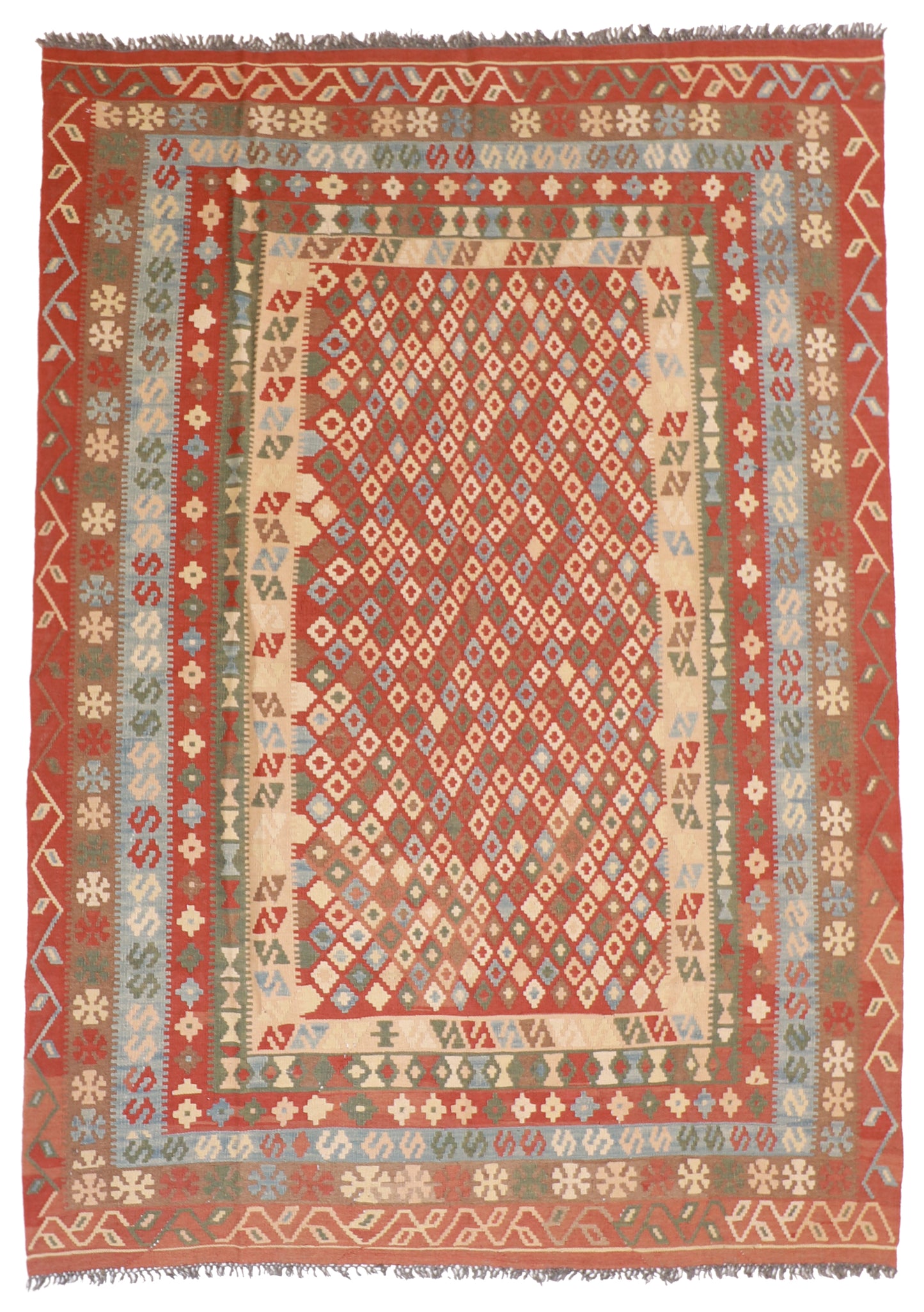 7x10 - Kilim Fine/Wool All Over Rectangle - Hand Knotted Rug