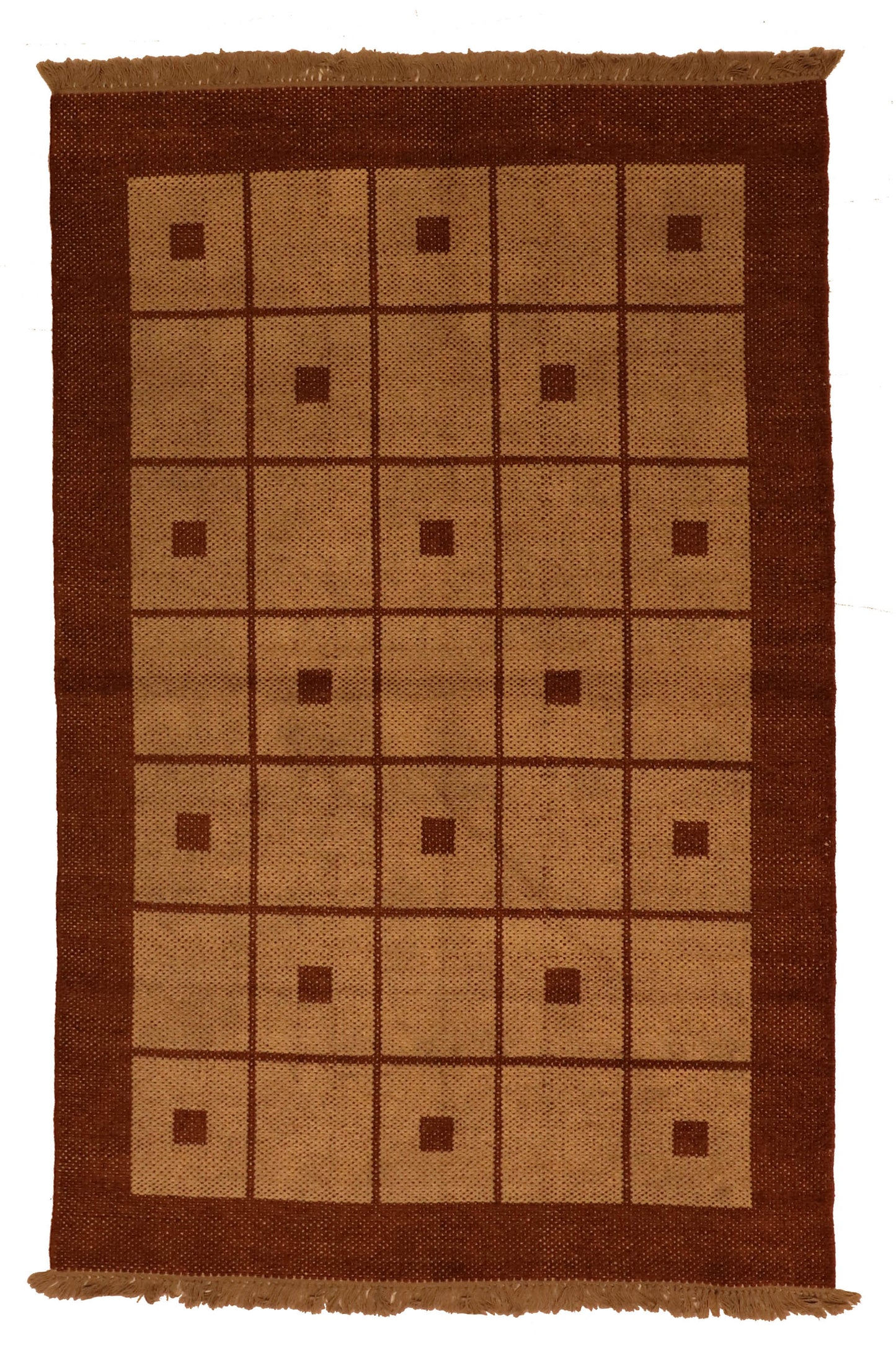 4x6 - Kilim Fine Wool Geometric Rectangle - Hand Knotted Rug