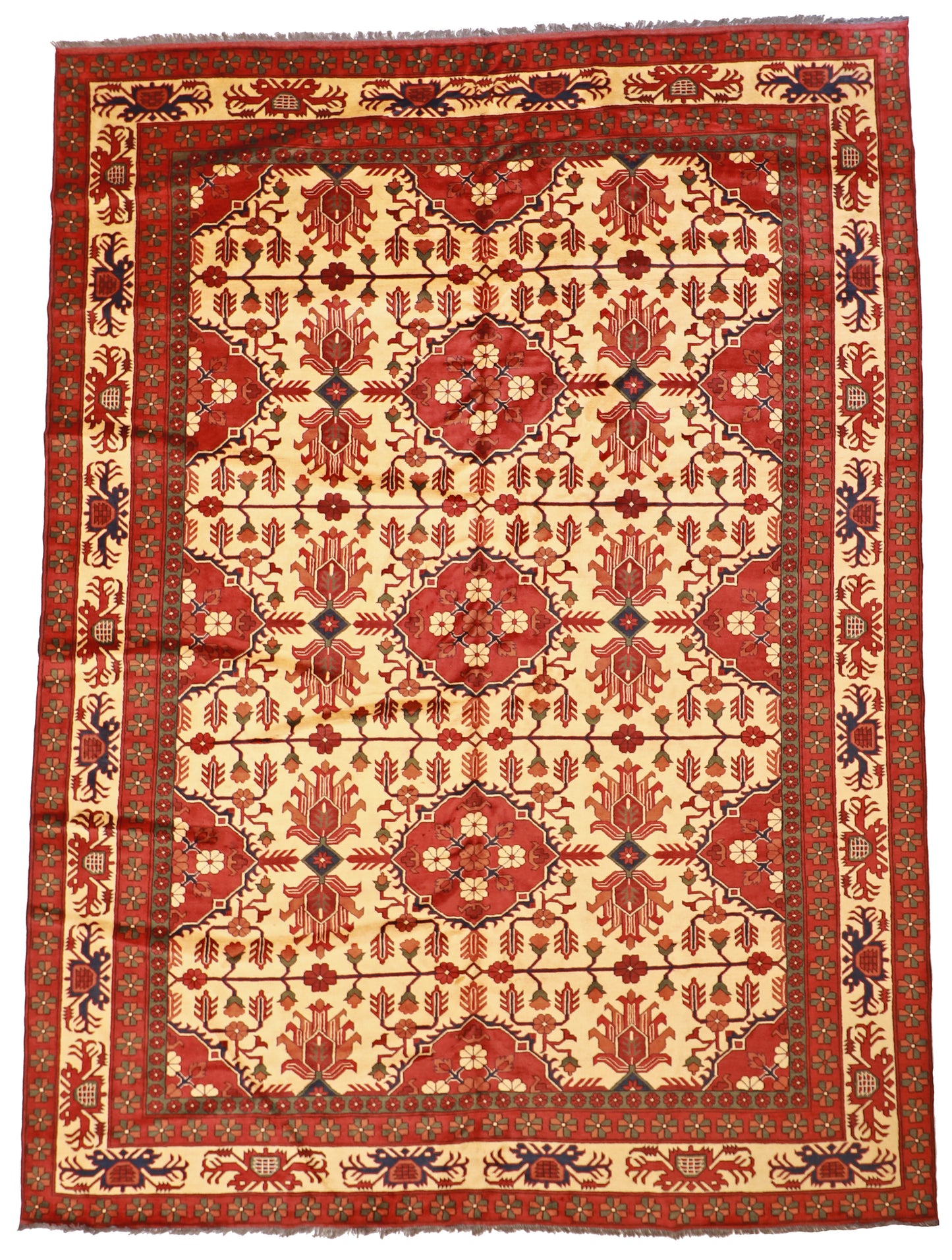 10x14 - Jozan Fine/Wool Geometric Rectangle - Hand Knotted Rug