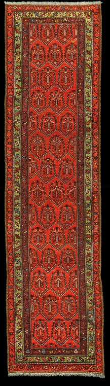 Runner - Malayer Antique/Wool Geometric Rectangle - Hand Knotted Rug