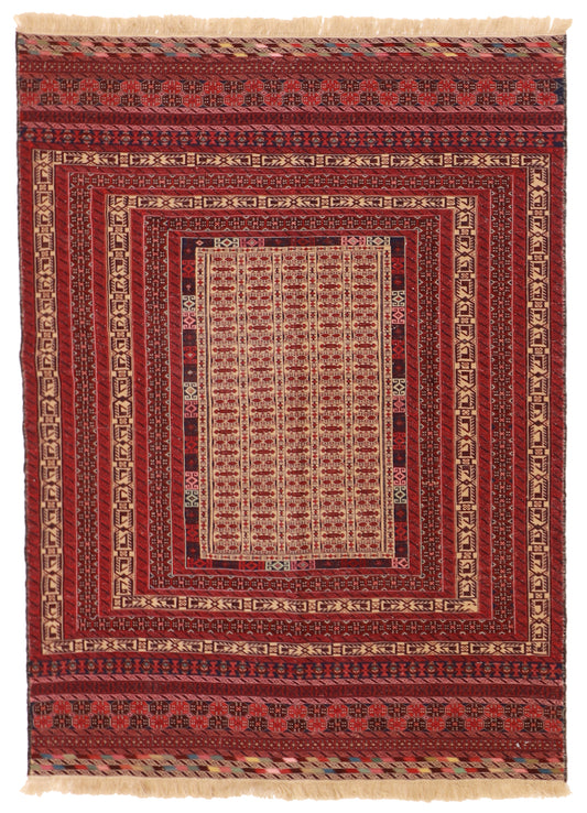 5x7 - Gashgai Wool Geometric Rectangle - Hand Knotted Rug