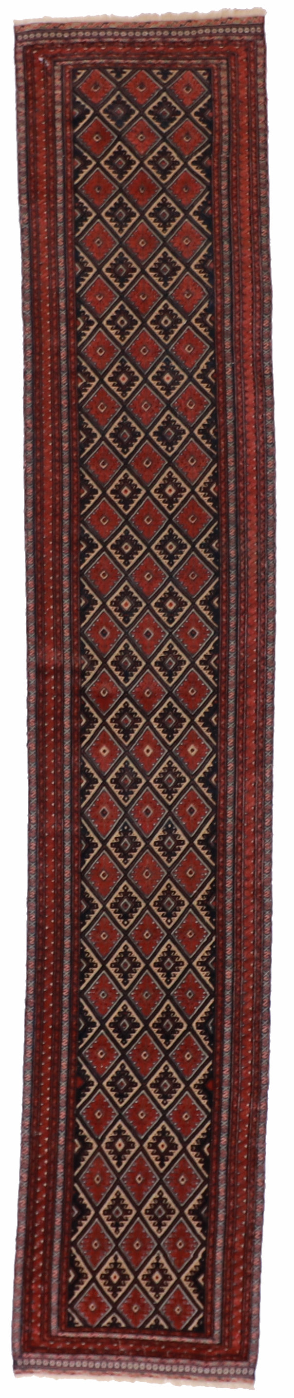 Runner - Baluch Fine/Wool Geometric Rectangle - Hand Knotted Rug