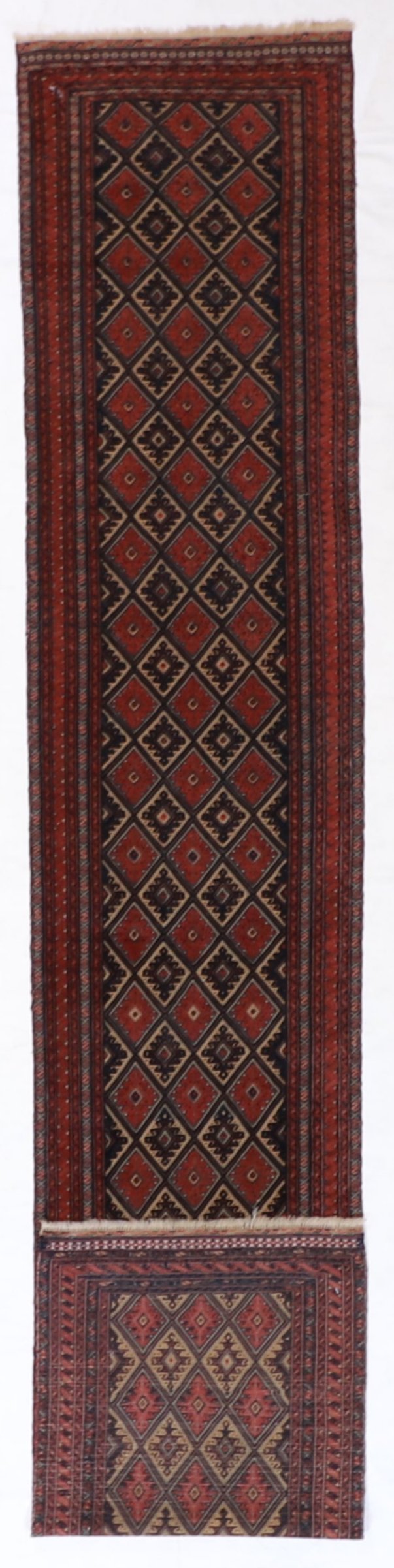 Runner - Baluch Fine/Wool Geometric Rectangle - Hand Knotted Rug