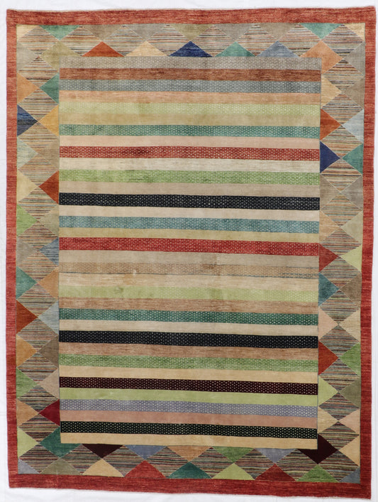 9x12 - Modern Fine All Over Rectangle - Hand Knotted Rug