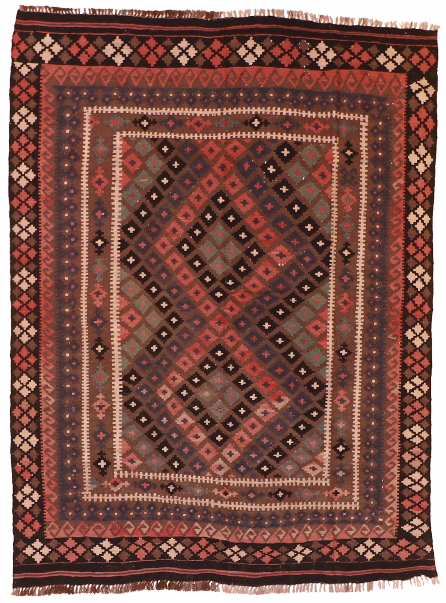 6x9 - Kilim Fine/Wool Geometric Rectangle - Hand Knotted Rug