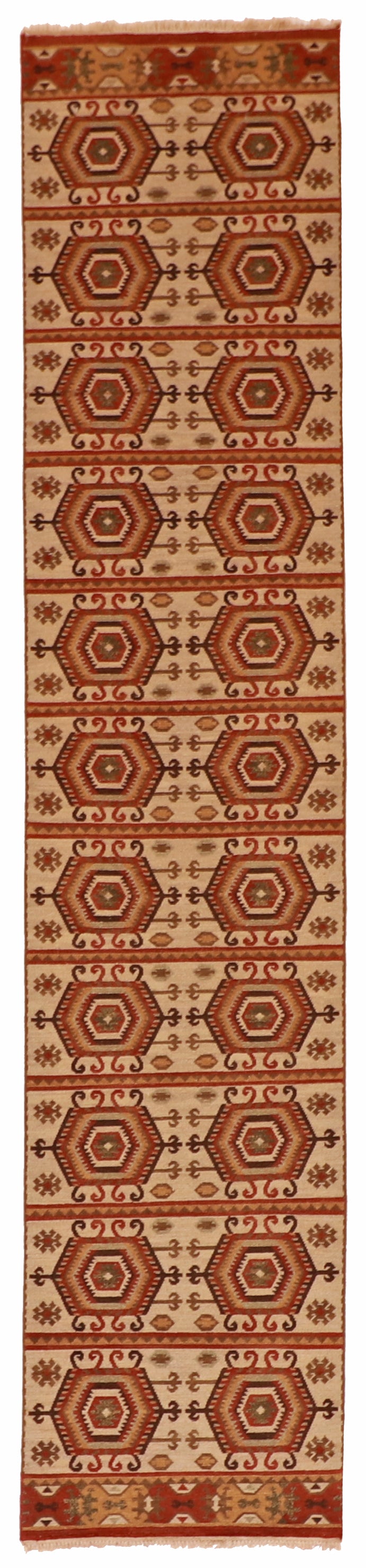 Runner - Soumak Modern Fine/Wool Geometric Rectangle - Hand Knotted Rug