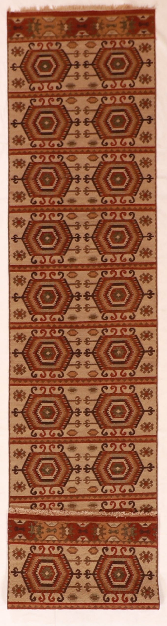 Runner - Soumak Modern Fine/Wool Geometric Rectangle - Hand Knotted Rug