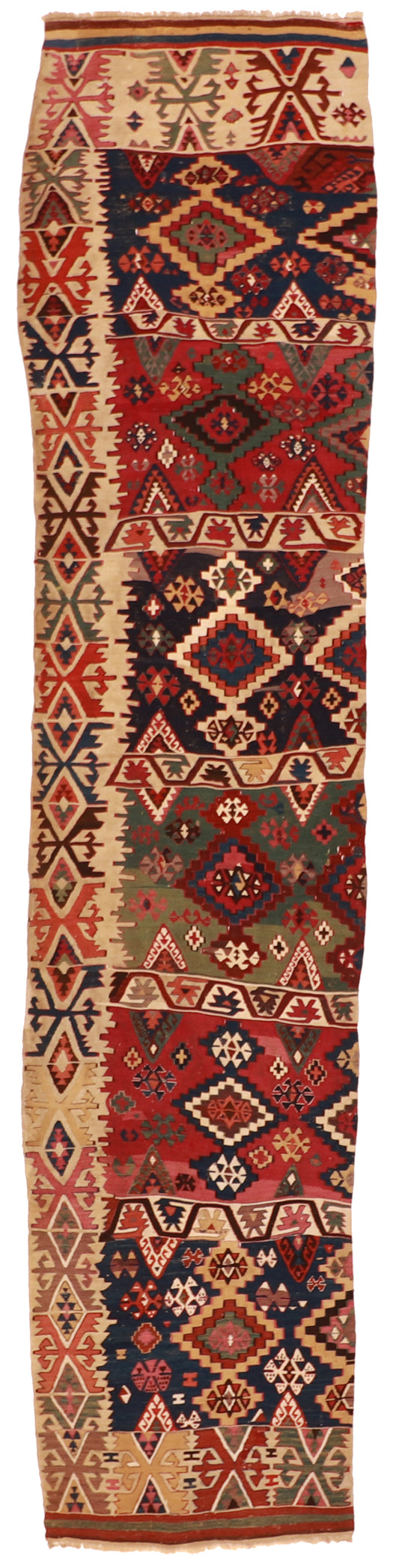 Runner - Kilim Antique/Wool Geometric Rectangle - Hand Knotted Rug