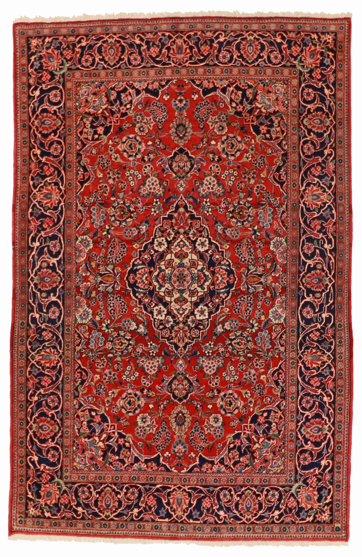 5x7 - Kashan Antique Wool Floral Rectangle - Hand Knotted Rug