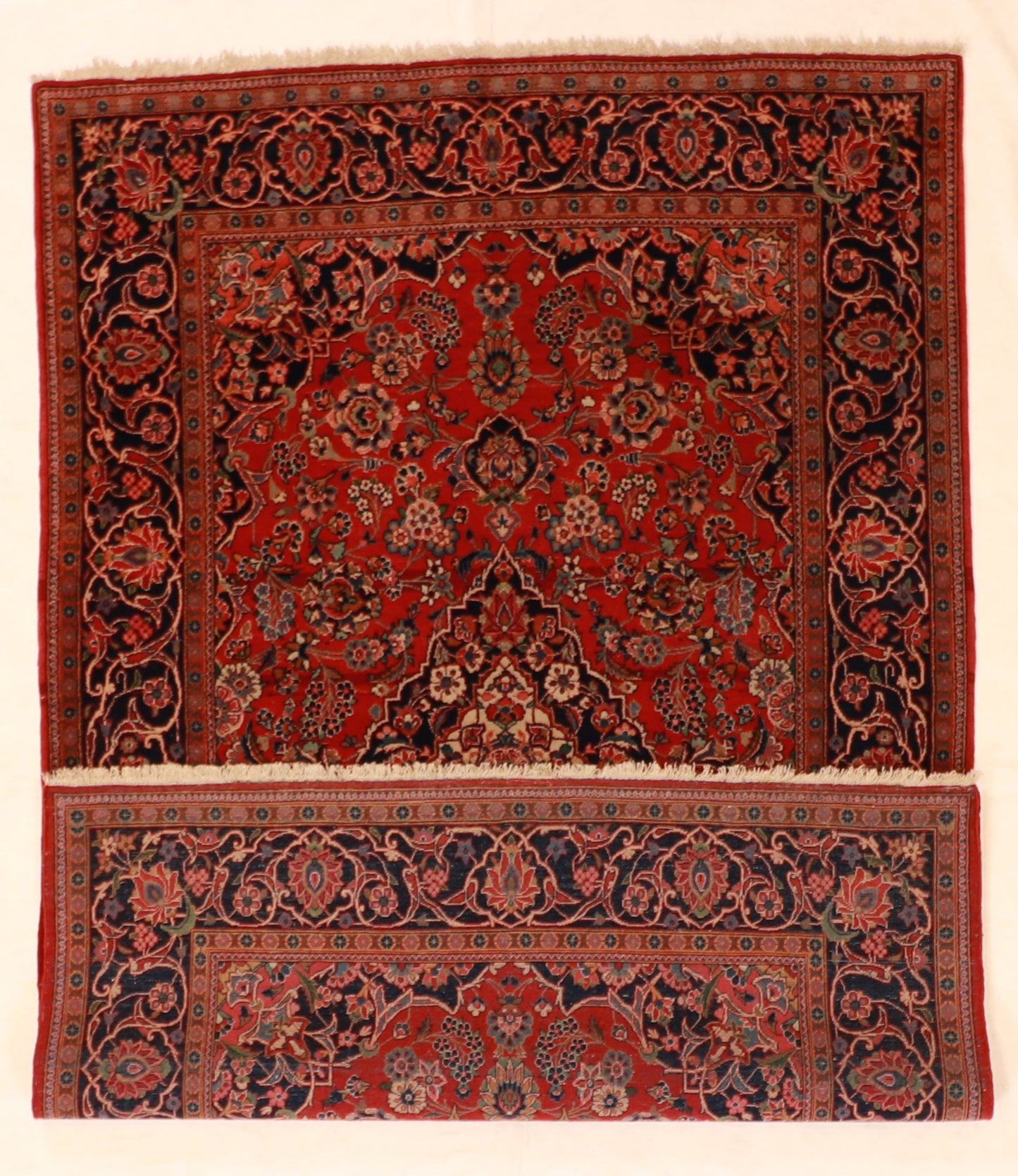 5x7 - Kashan Antique Wool Floral Rectangle - Hand Knotted Rug