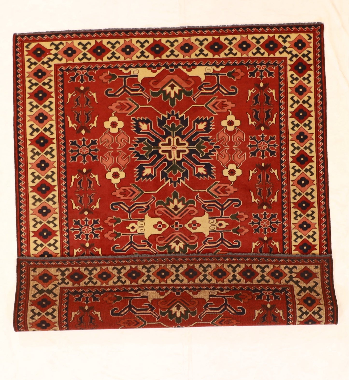 5x7 - Kazak Fine/Wool Geometric Rectangle - Hand Knotted Rug