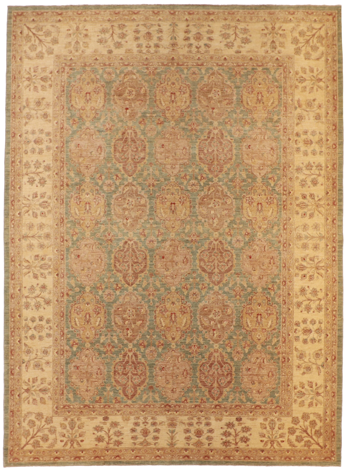 10x14 - Qum Fine/Wool All Over Rectangle - Hand Knotted Rug