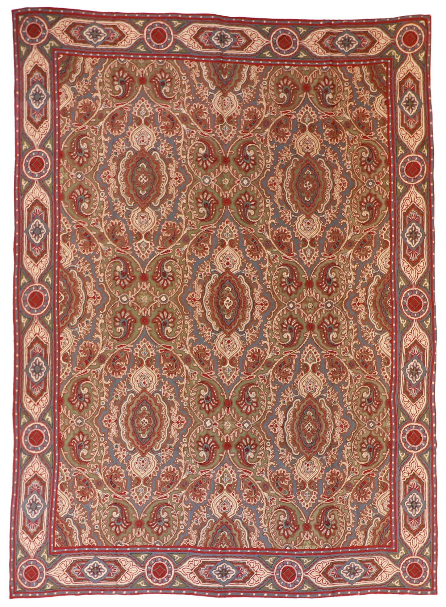 9x12 - Chainstitch Wool Floral Rectangle - Hand Knotted Rug