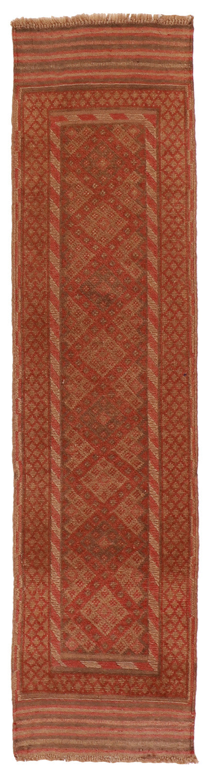 Runner - Baluch Wool Geometric Rectangle - Hand Knotted Rug