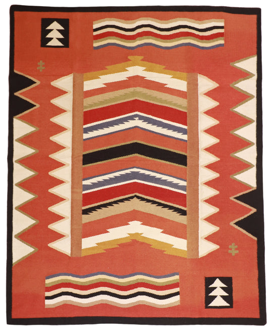 8x10 - Navajo Wool Geometric Rectangle - Hand Knotted Rug