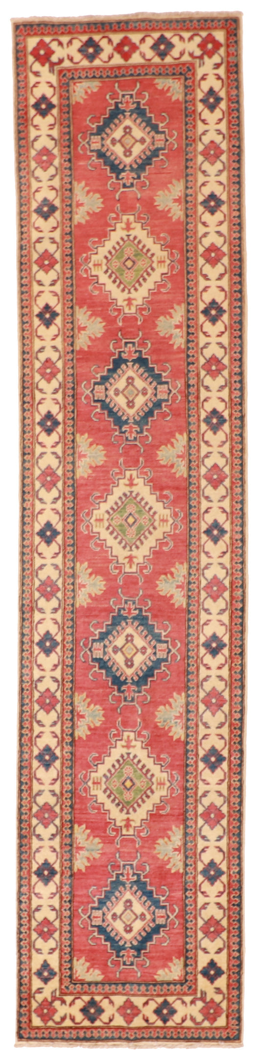 Runner - Kazak Fine Geometric Rectangle - Hand Knotted Rug