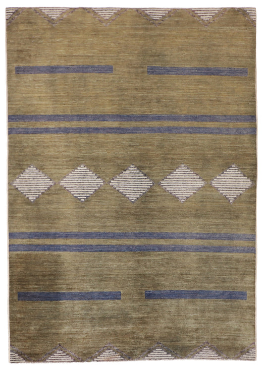 5x7 - Navajo Fine/Wool Geometric Rectangle - Hand Knotted Rug