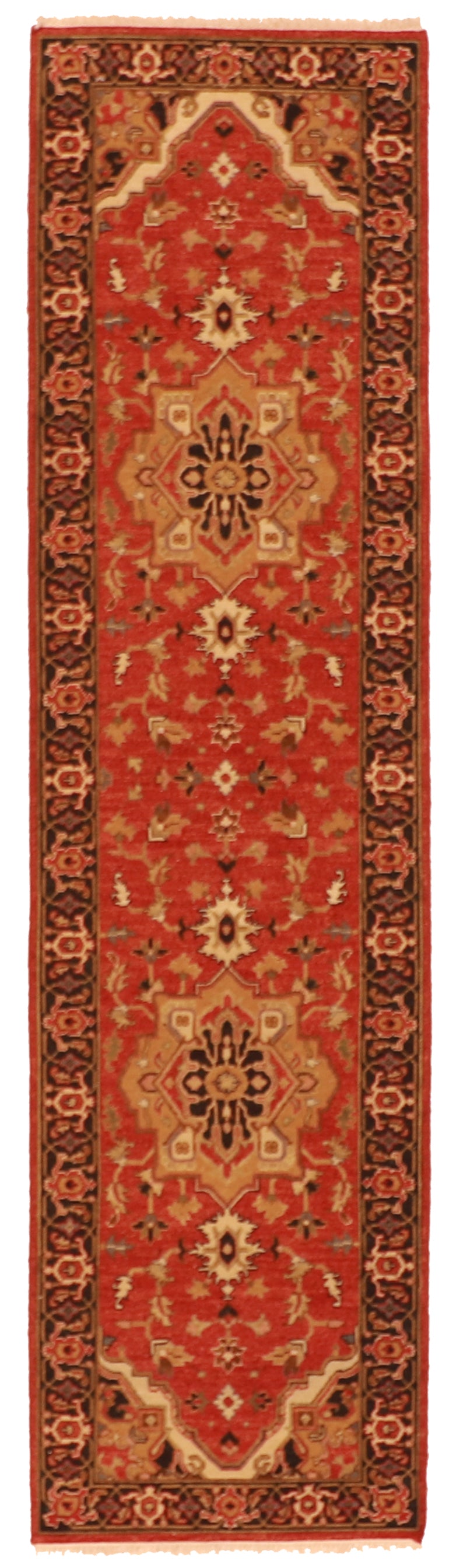 Runner - Heriz Fine/Wool Geometric Rectangle - Hand Knotted Rug