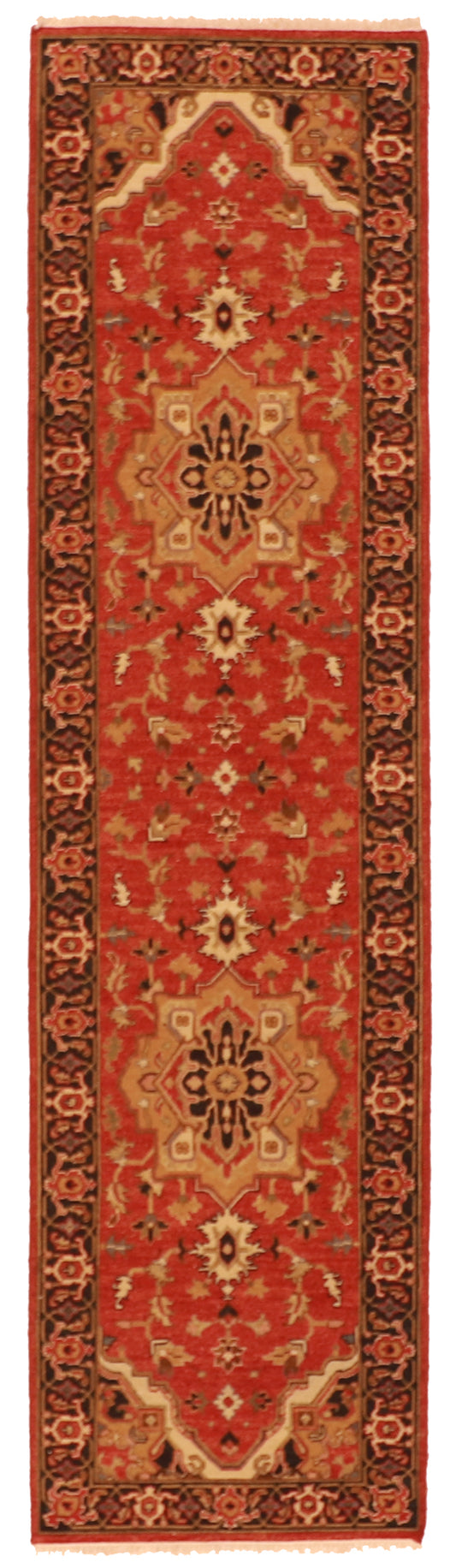 Runner - Heriz Fine/Wool Geometric Rectangle - Hand Knotted Rug