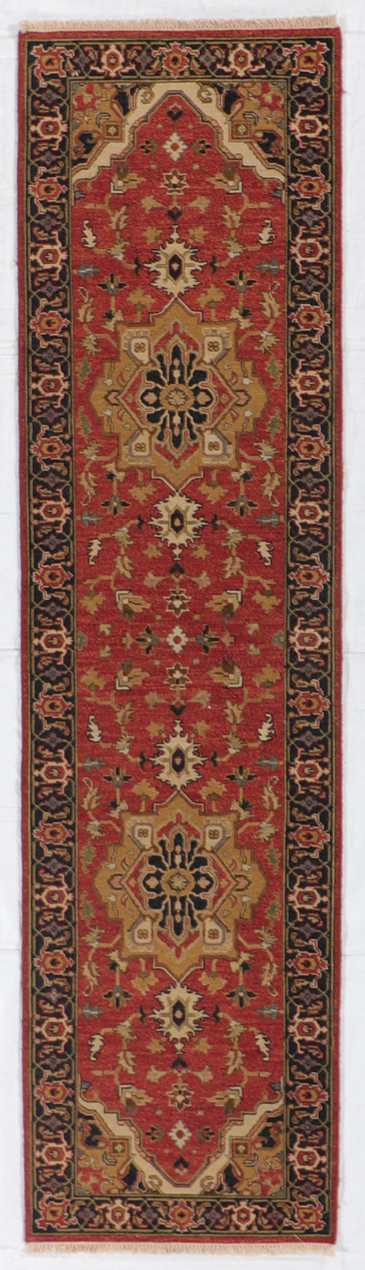 Runner - Heriz Fine/Wool Geometric Rectangle - Hand Knotted Rug