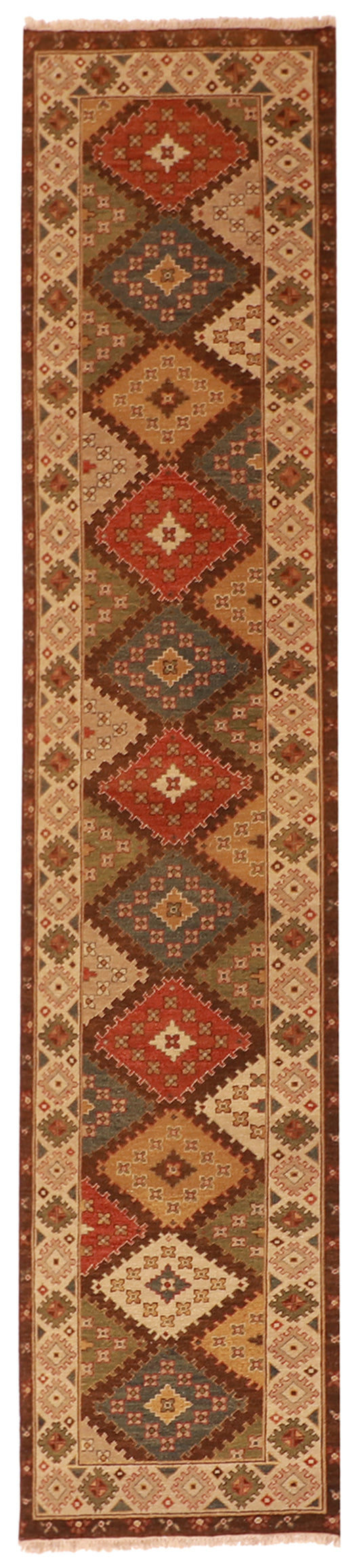 Runner - Gashgai Fine Wool Geometric Rectangle - Hand Knotted Rug