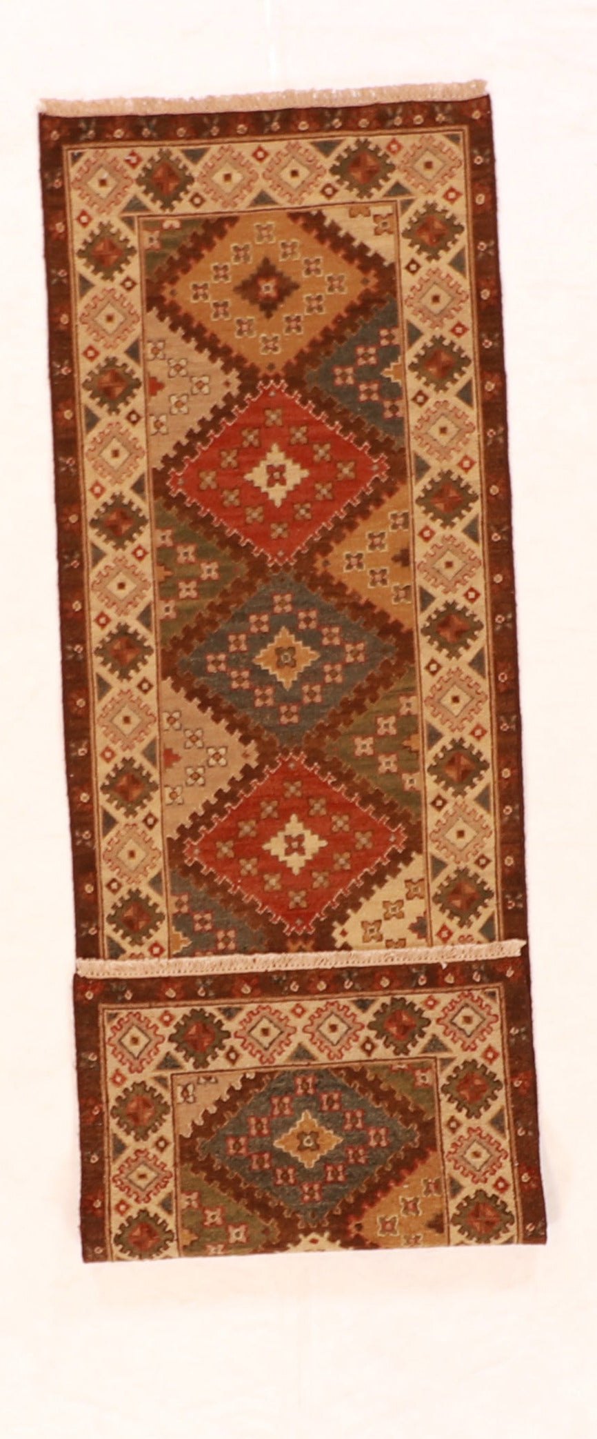 Runner - Gashgai Fine Wool Geometric Rectangle - Hand Knotted Rug