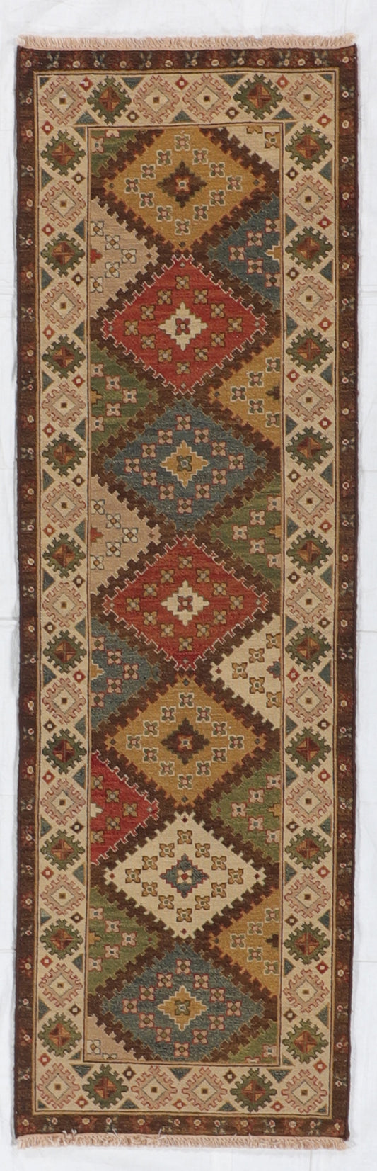 Runner - Gashgai Fine Wool Geometric Rectangle - Hand Knotted Rug