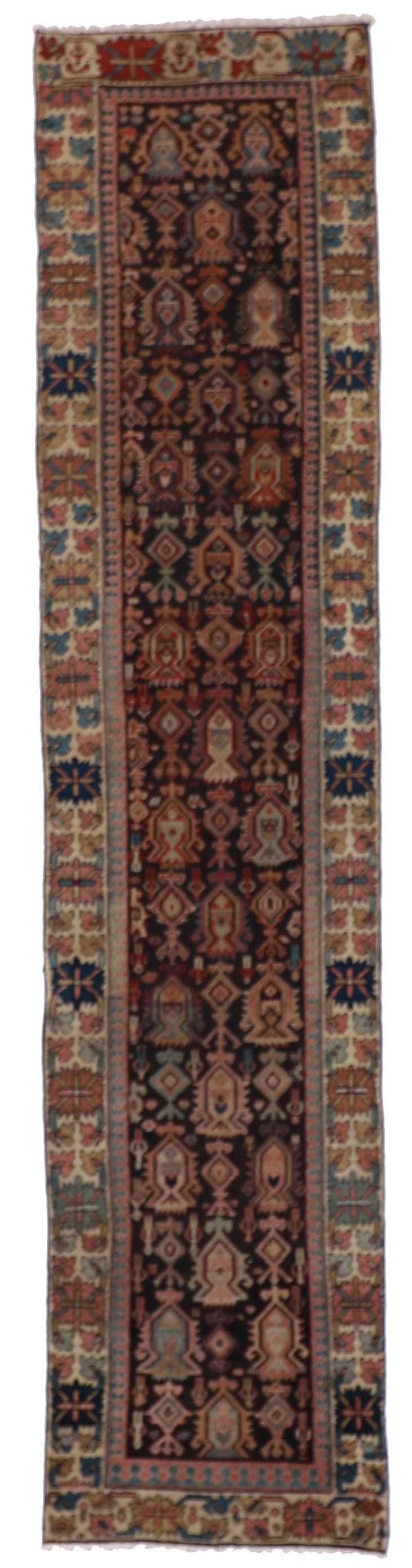 Runner - Caucasian Antique/Wool Geometric Rectangle - Hand Knotted Rug