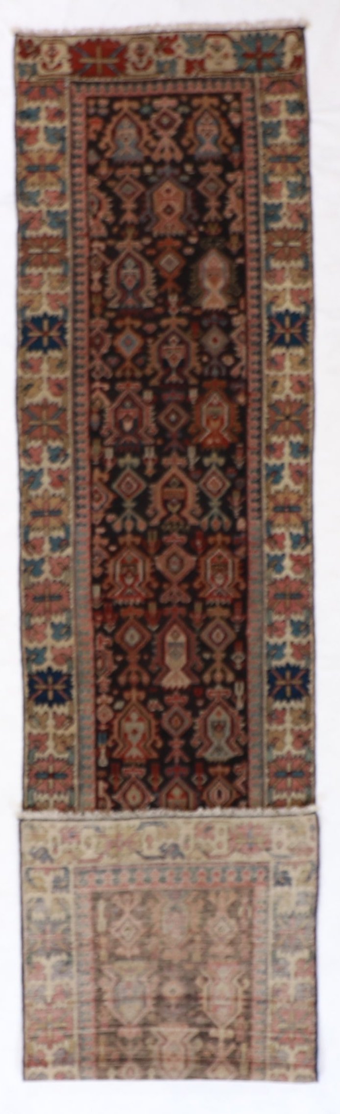 Runner - Caucasian Antique/Wool Geometric Rectangle - Hand Knotted Rug