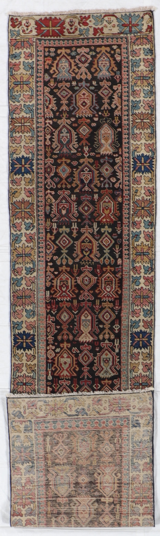 Runner - Caucasian Antique/Wool Geometric Rectangle - Hand Knotted Rug