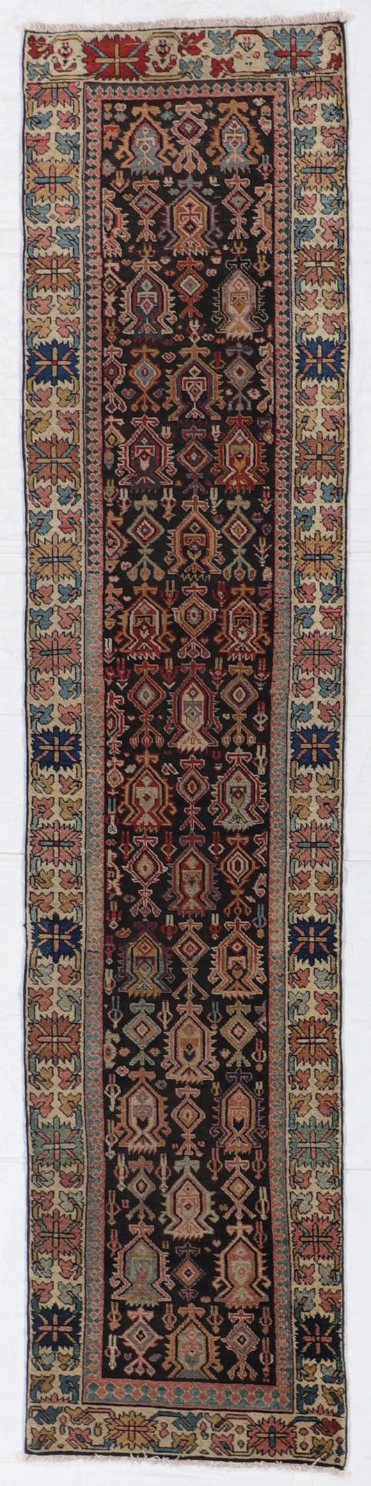 Runner - Caucasian Antique/Wool Geometric Rectangle - Hand Knotted Rug