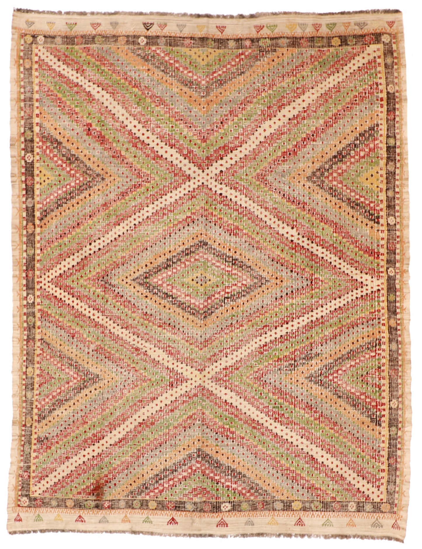 7x10 - Kilim Wool Geometric Rectangle - Hand Knotted Rug