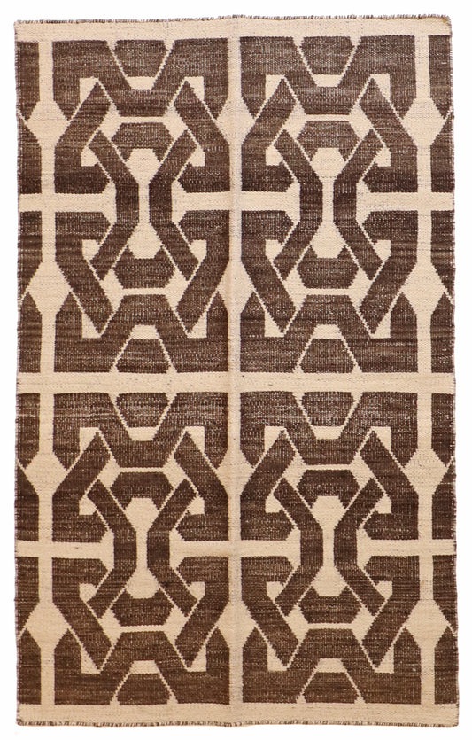 4x6 - Kilim Fine Wool All Over Rectangle - Hand Knotted Rug