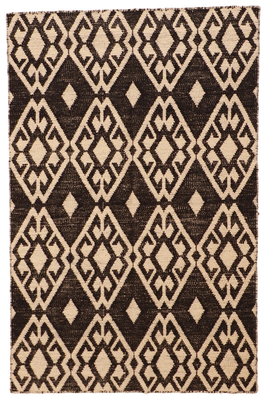 4x6 - Kilim Fine Wool Geometric Rectangle - Hand Knotted Rug