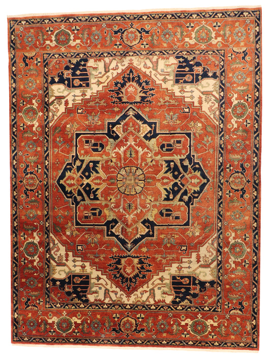 9x12 - Serapie Fine/Wool Geometric Rectangle - Hand Knotted Rug