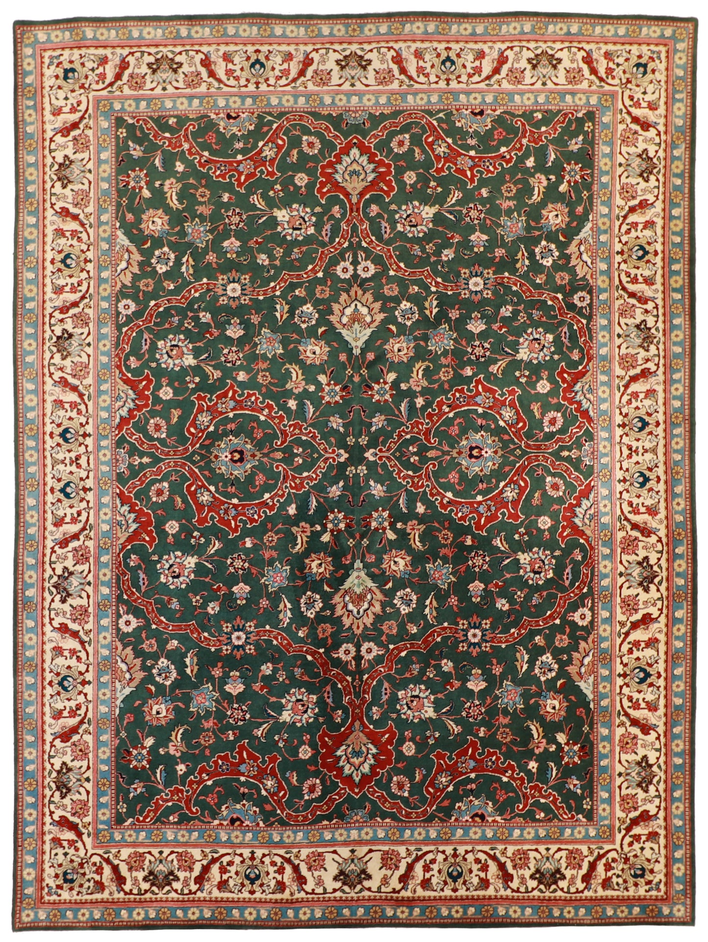 10x13 - Tabriz Fine Floral Rectangle - Hand Knotted Rug