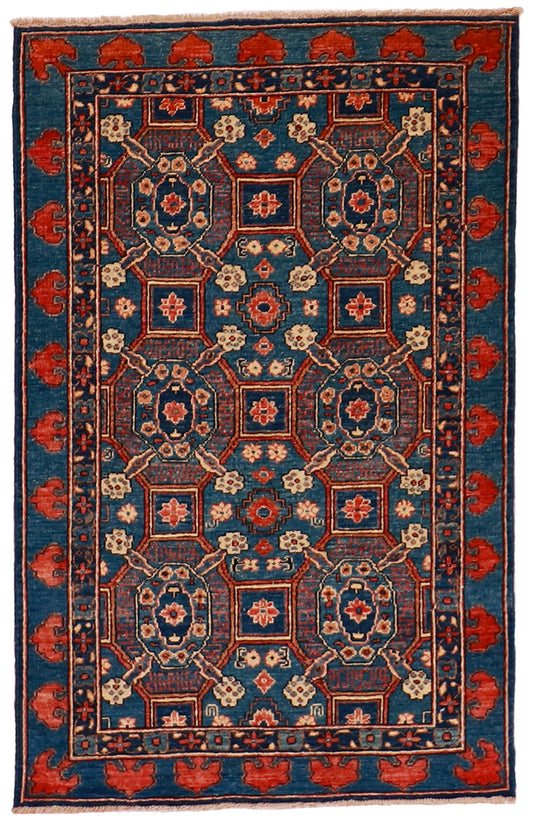 3x5 - Ardabil Fine Geometric Rectangle - Hand Knotted Rug