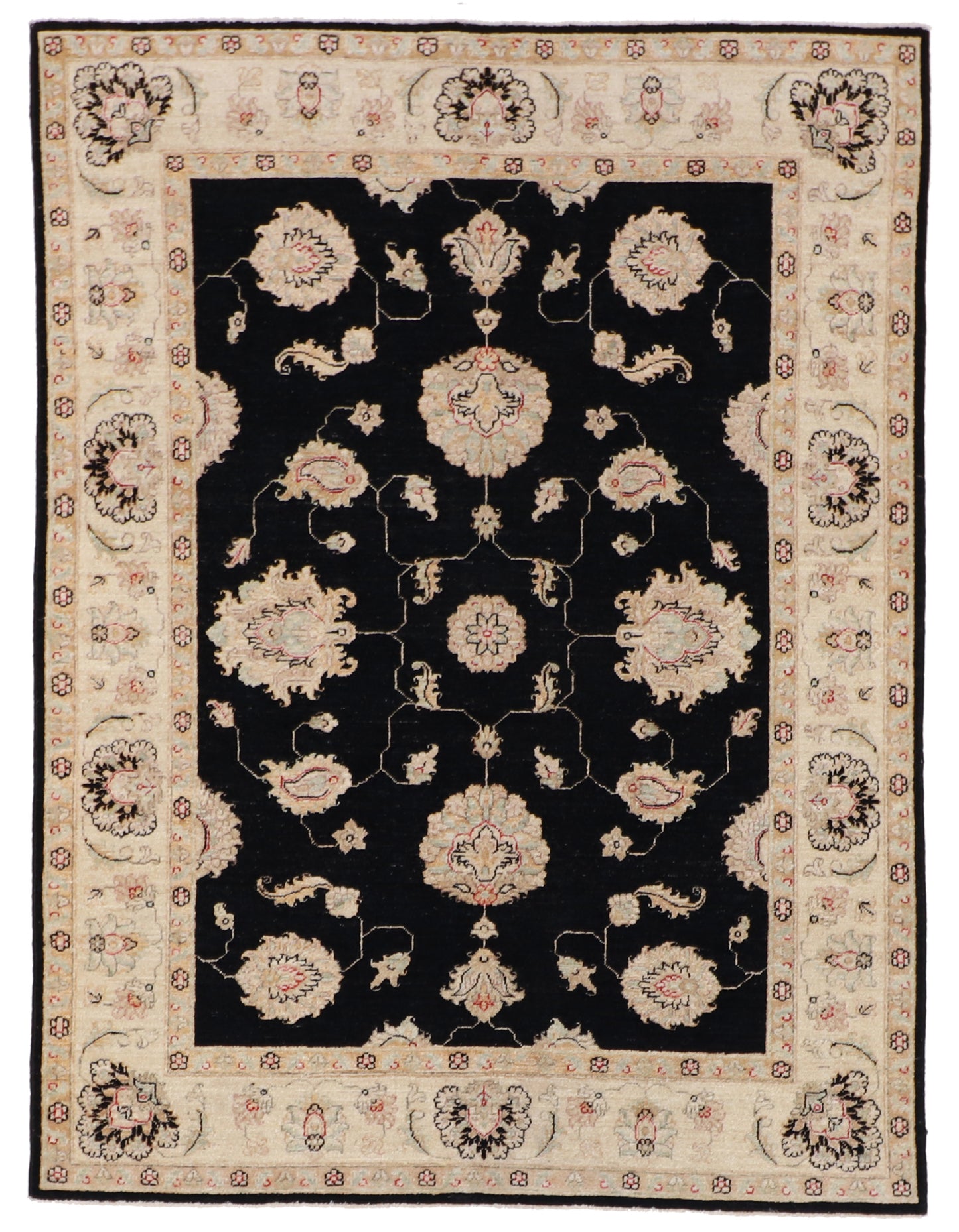 4x6 - Qum Wool All Over Rectangle - Hand Knotted Rug