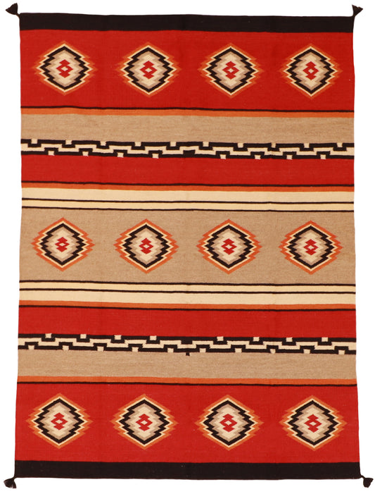 5x7 - Navajo Fine Wool Geometric Rectangle - Hand Knotted Rug