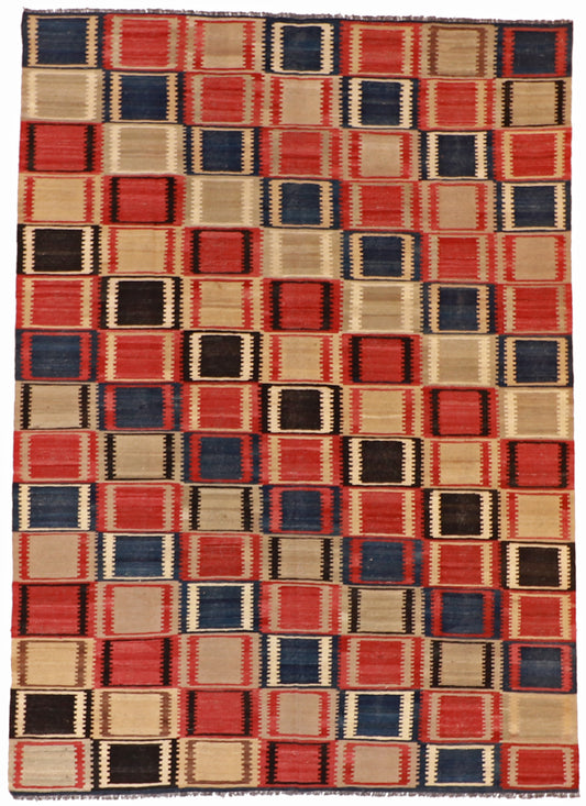 7x10 - Navajo Fine Geometric Rectangle - Hand Knotted Rug