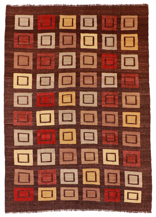 7x10 - Navajo Fine Wool Geometric Rectangle - Hand Knotted Rug