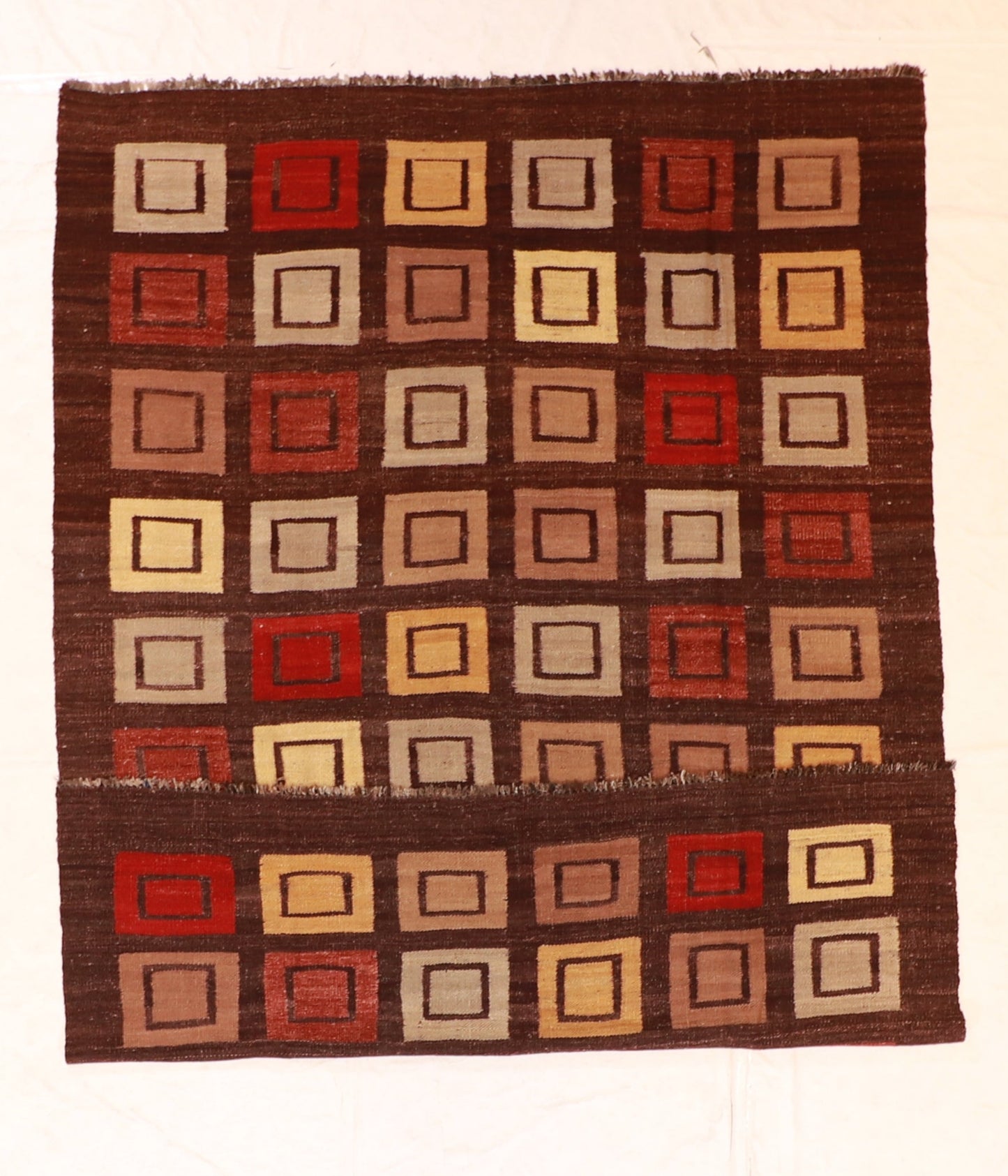 7x10 - Navajo Fine Wool Geometric Rectangle - Hand Knotted Rug