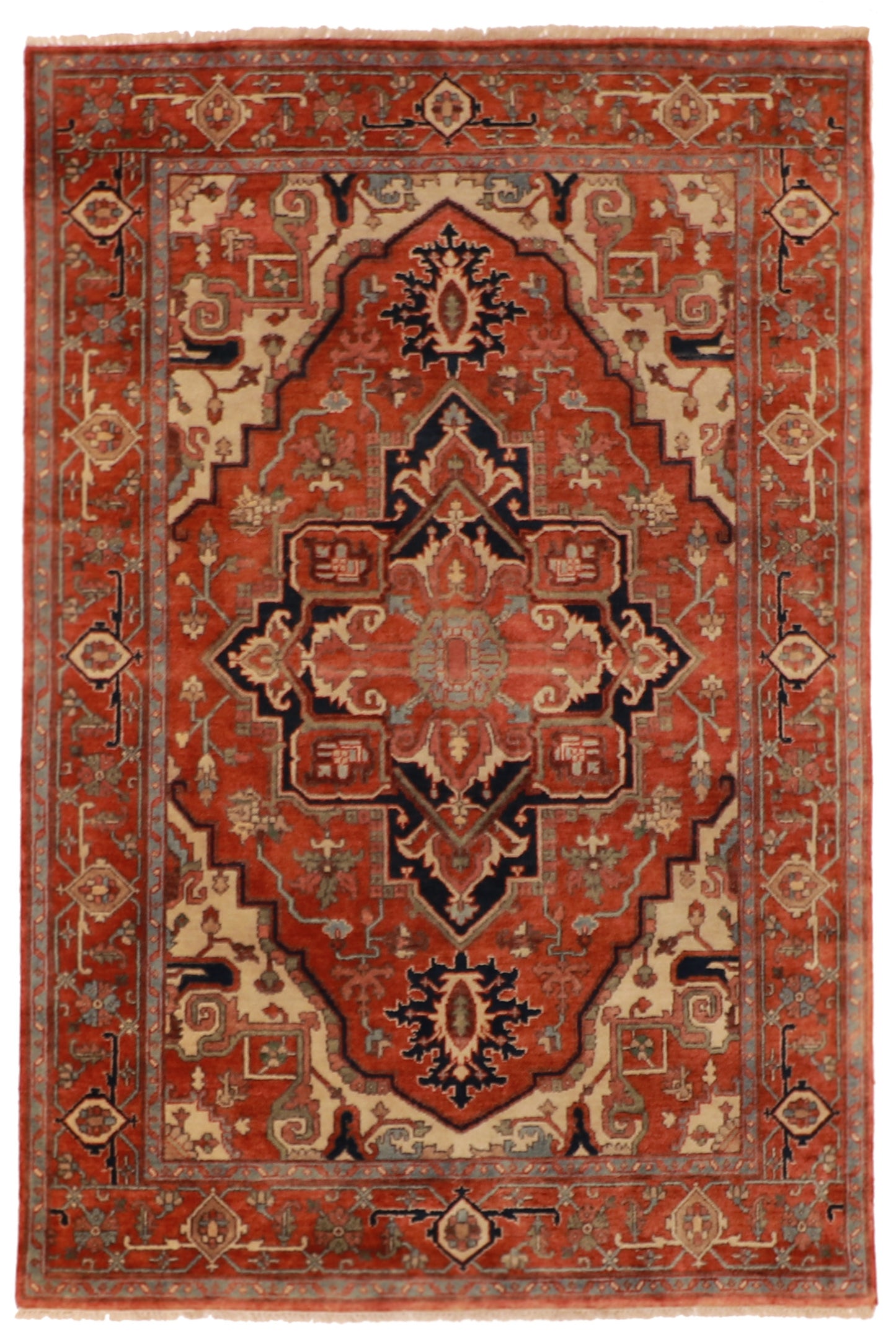 6x9 - Serapie Wool Geometric Rectangle - Hand Knotted Rug