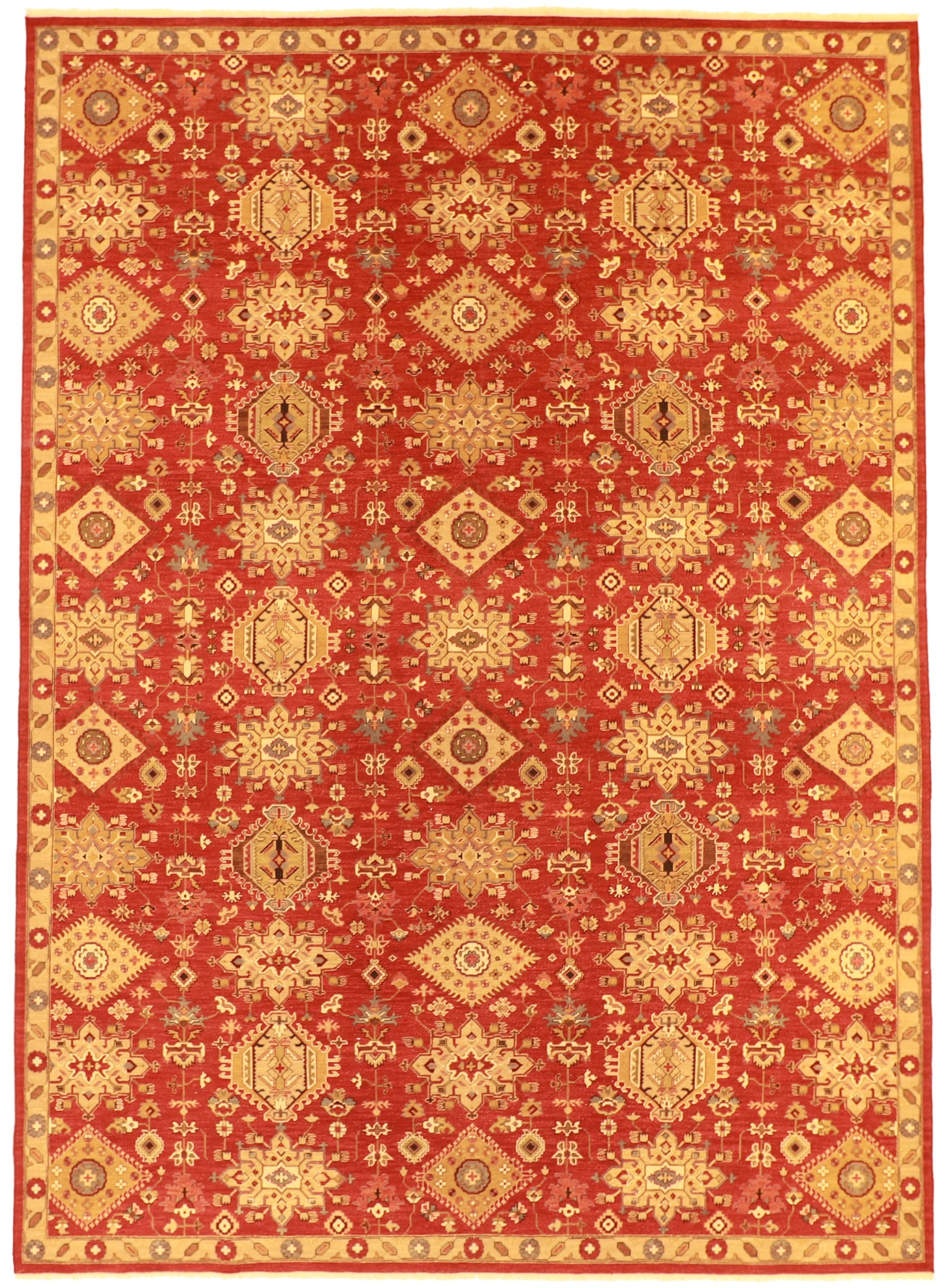 10x14 - Karajeh Fine/Wool Geometric Rectangle - Hand Knotted Rug