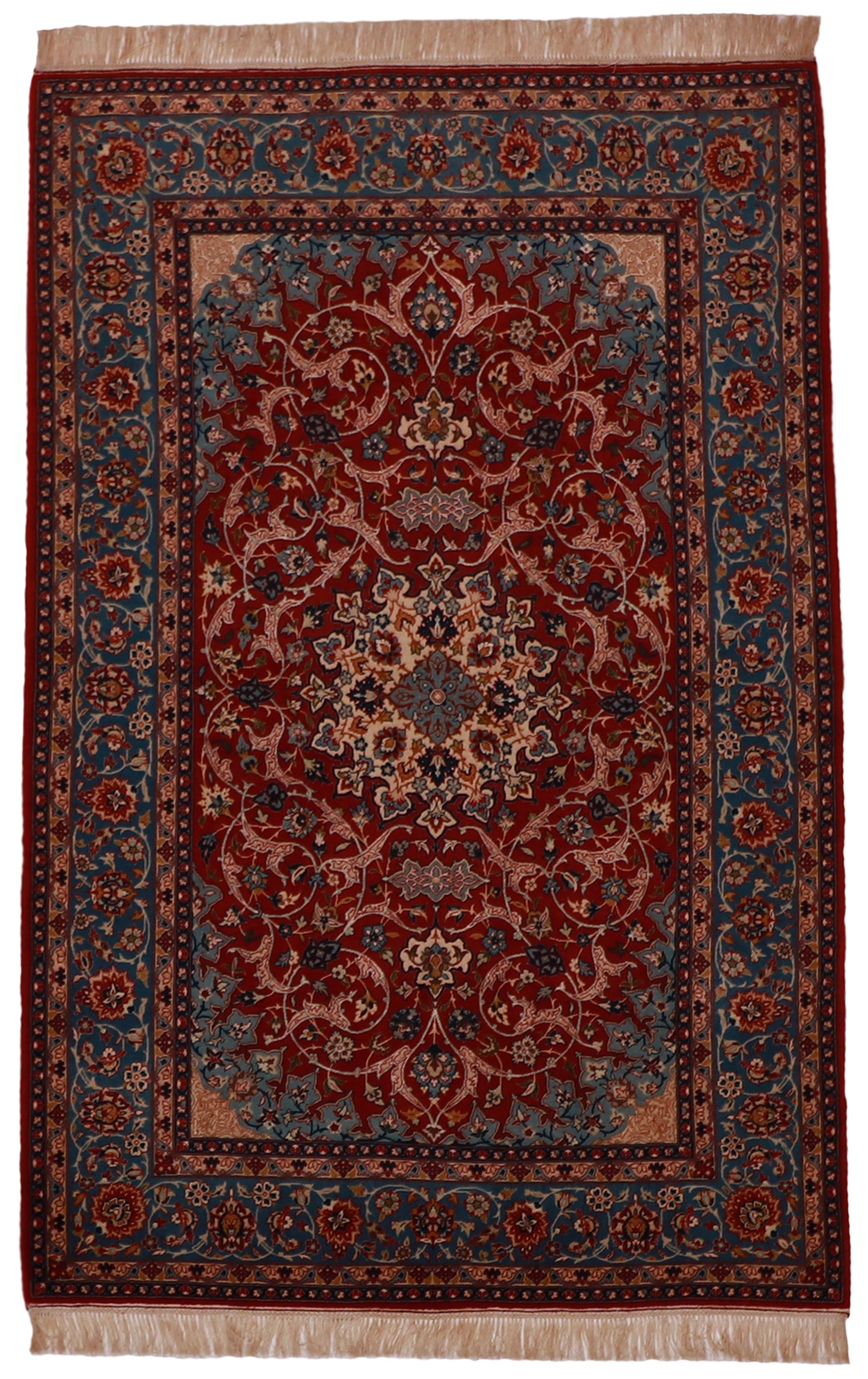 4x6 - Isfahan Silk All Over Rectangle - Hand Knotted Rug