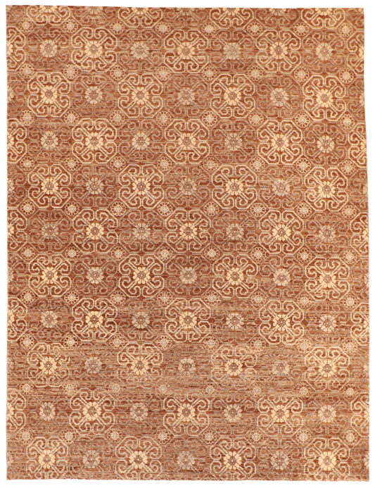 9x12 - Modern Fine/Wool All Over Rectangle - Hand Knotted Rug