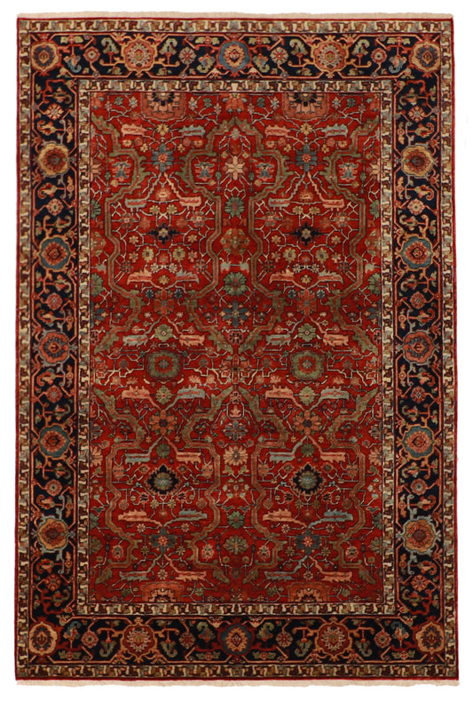 6x9 - Malayer Wool All Over Rectangle - Hand Knotted Rug