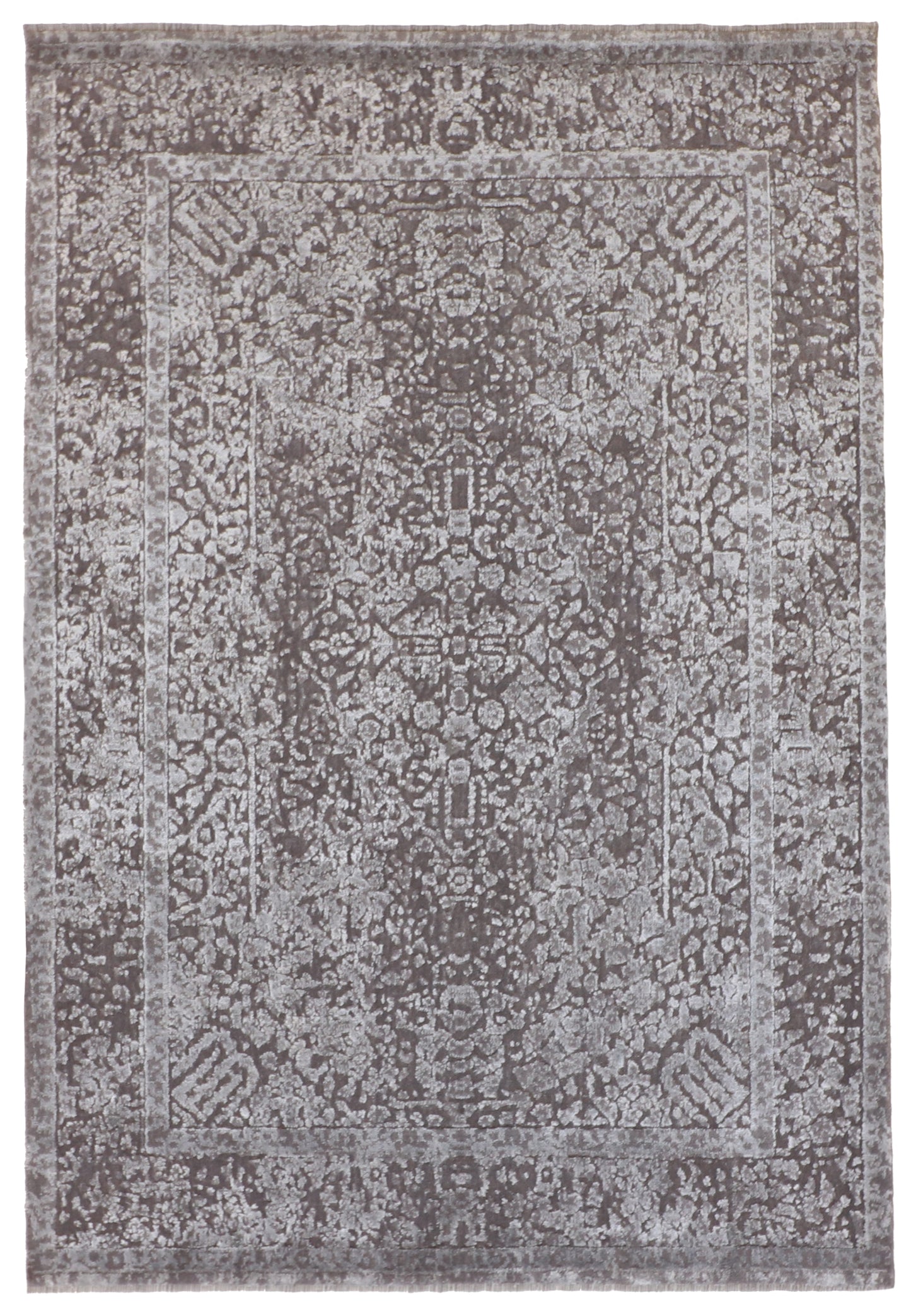 5x7 - Karajeh Silk/Wool Geometric Rectangle - Hand Knotted Rug